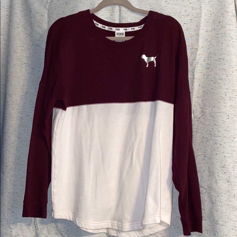 PINK long sleeve sweatshirt material top